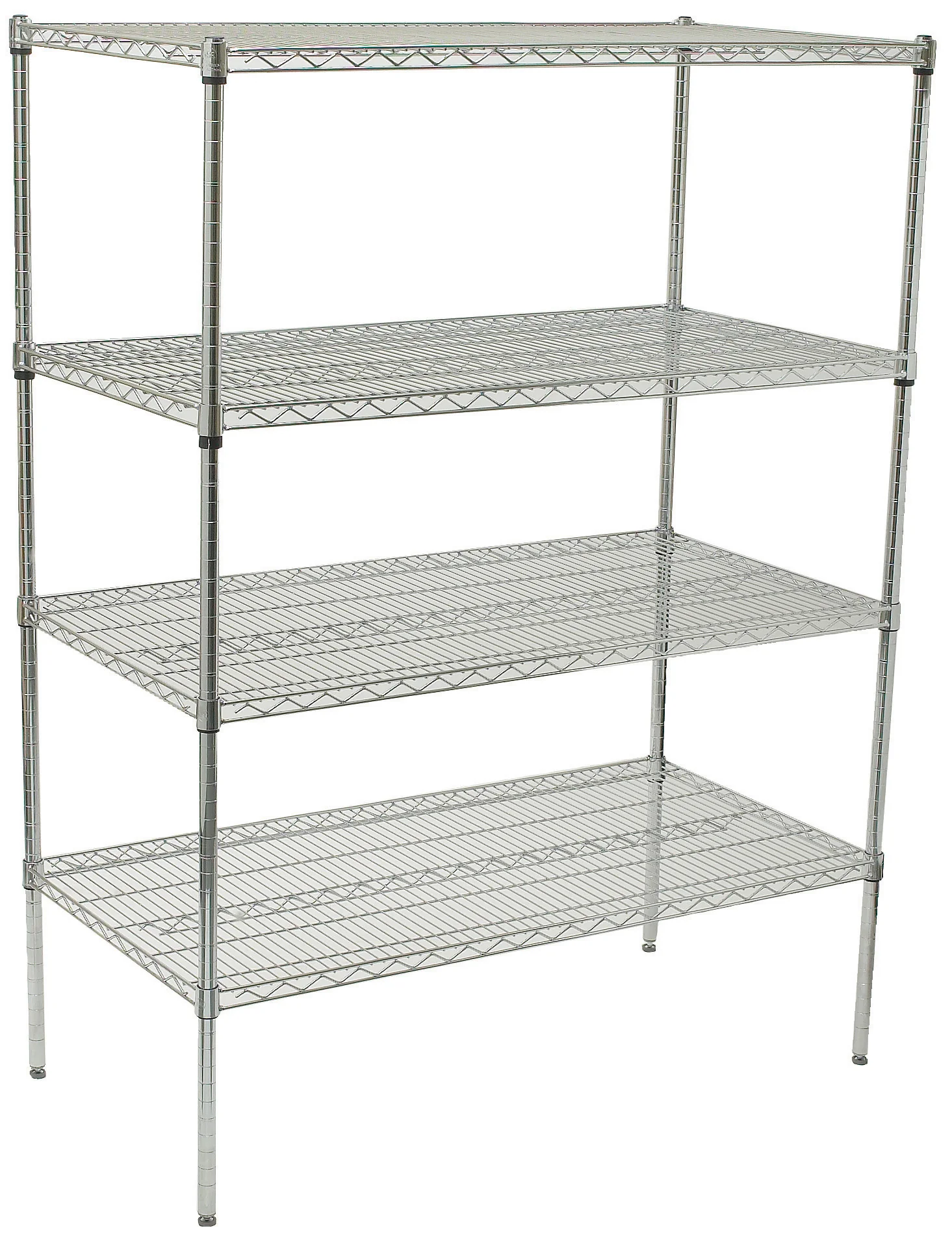 Winco VCS-2436 36 Inch 4 Tiers Wire Shelving Set Chrome Plated Steel - Image 3