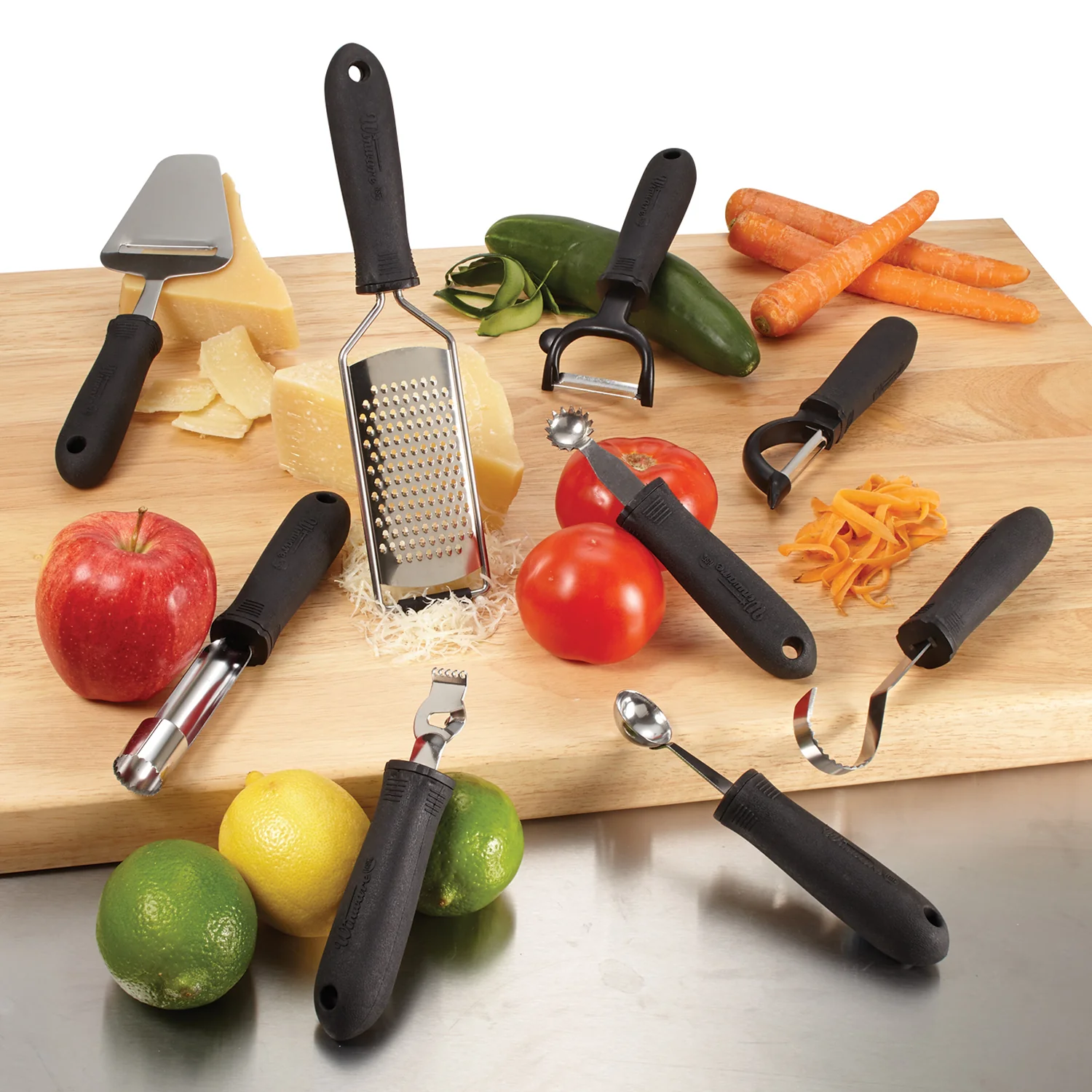 Winco VP-312 10 Inch Grater with Medium Holes Soft Grip Handle Stainless Steel Black - Image 2