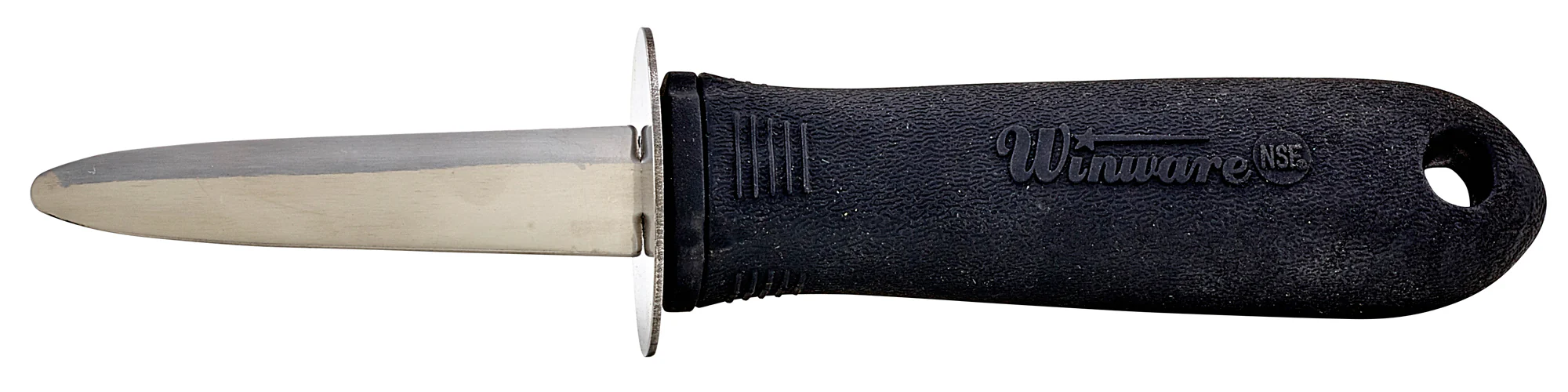 Winco VP-314 2-7/8 Inch Blade 7-5/8 Inch Overall Length Oyster Clam Knife Black Handle Stainless Steel - Image 2