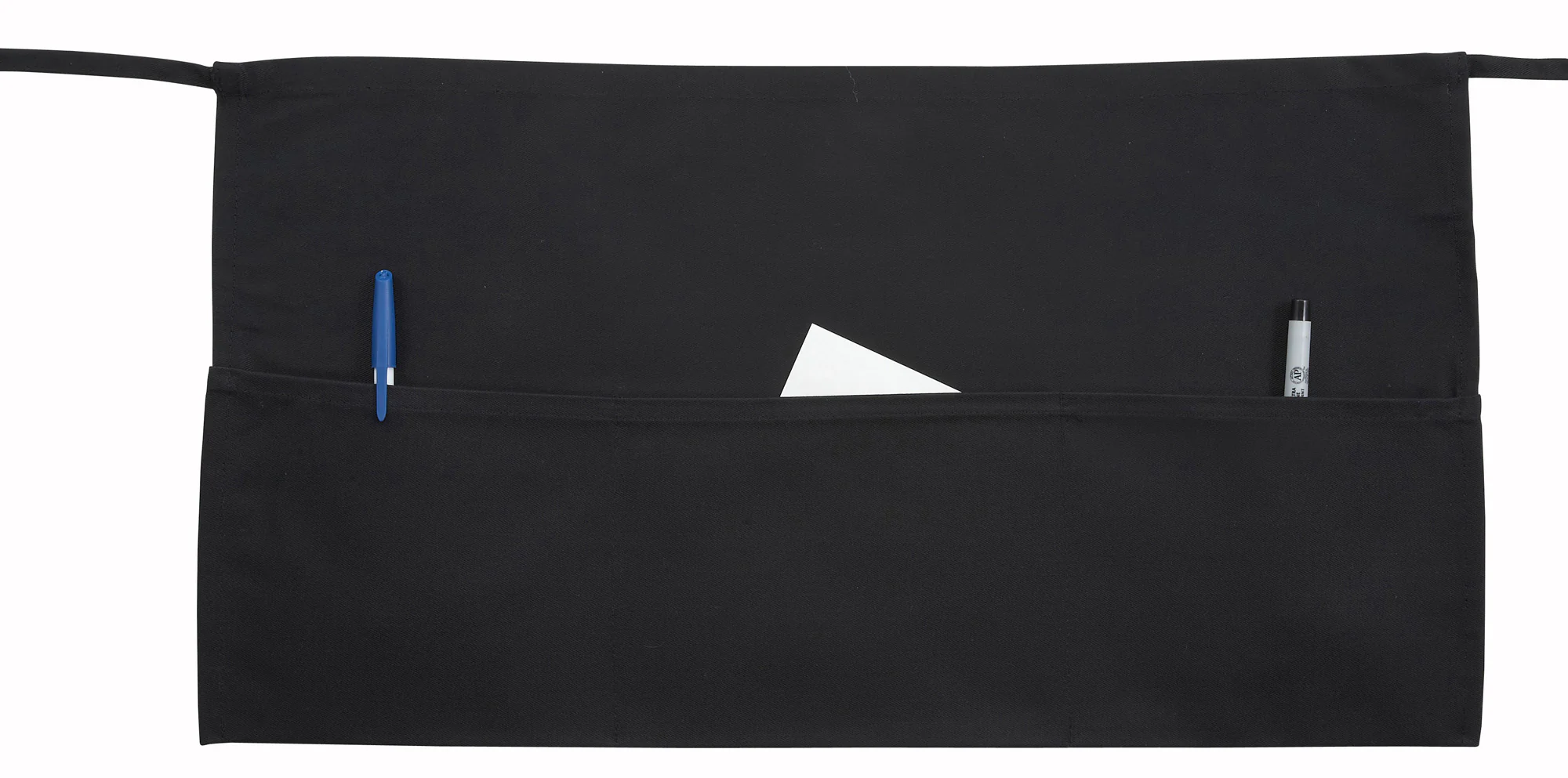 Winco WA-1221 21-3/4 Inch Waist Apron Black Cotton/Polyester with 3 Pockets - Image 2