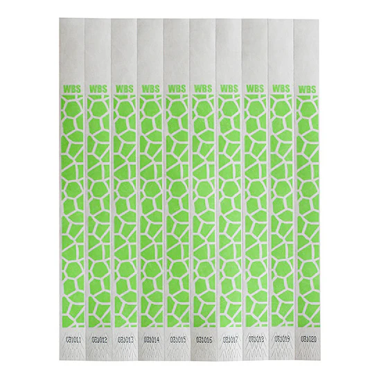 Winco WB-100G-D Bar Maid Waterproof Tear-Free Wristbands - Green Pattern (500 Pieces/Pack)