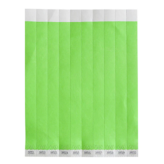 Winco WB-100G-S Bar Maid Waterproof Tear-Free Wristbands - Green Solid (500 Pieces/Pack) - Image 2