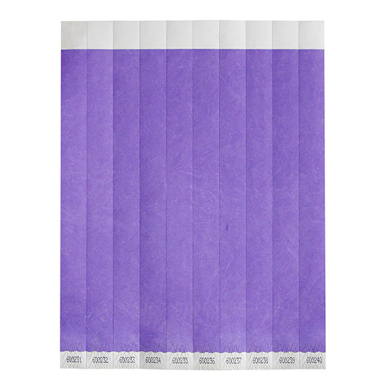 Winco WB-100PU-S Bar Maid Waterproof Tear-Free Wristbands - Purple Solid (500 Pieces/Pack)
