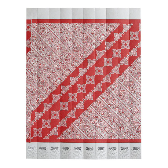 Winco WB-100R-D Bar Maid Waterproof Tear-Free Wristbands - Red Pattern (500 Pieces/Pack)