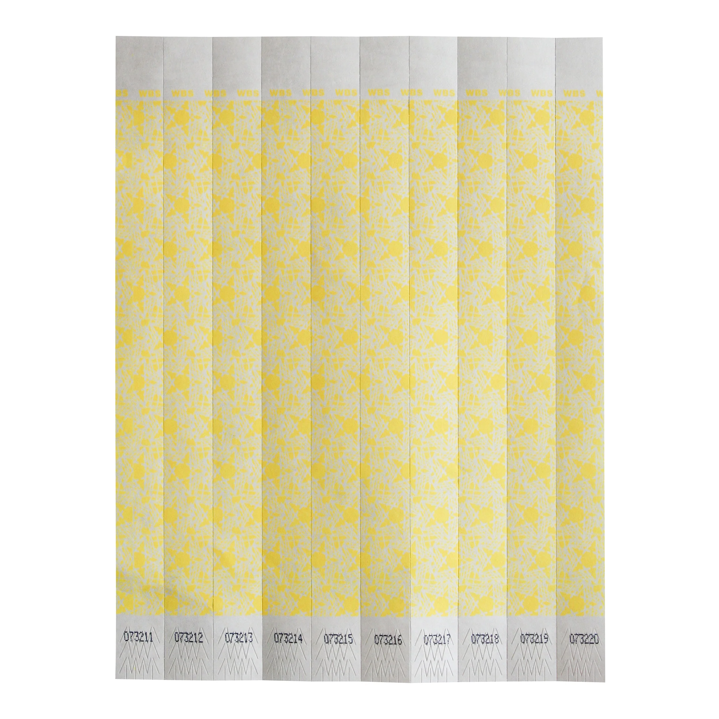 Winco WB-100Y-D Bar Maid Waterproof Tear-Free Wristbands - Yellow Pattern (500 Pieces/Pack) - Image 2