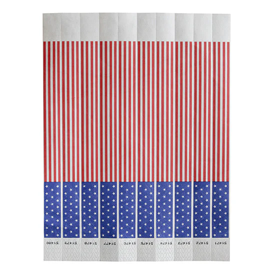 Winco WB-FLAG Bar Maid Waterproof Tear-Free Wristbands - American Flag (500 Pieces/Pack) - Image 2