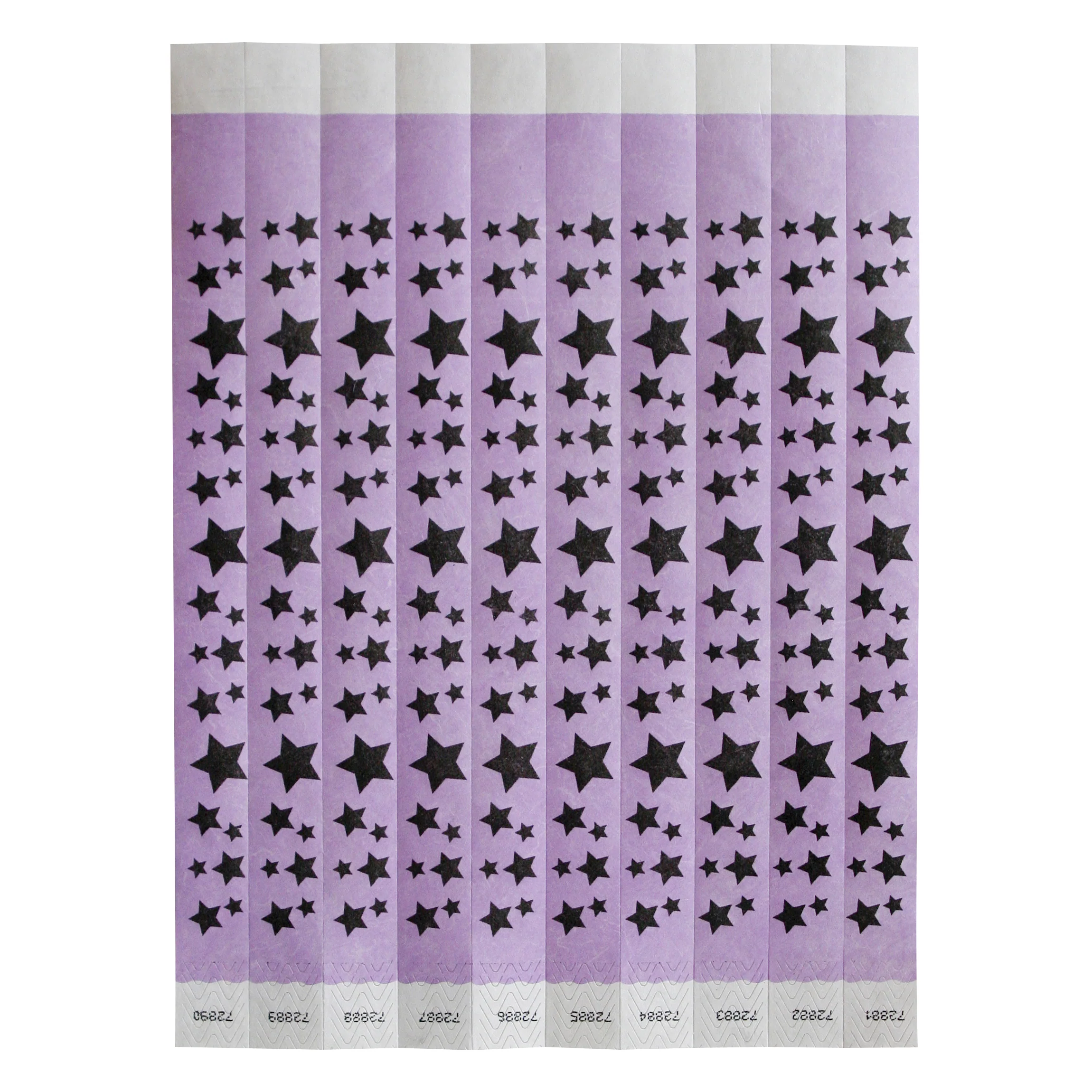 Winco WB-STARS Bar Maid Waterproof Tear-Free Wristbands - Stars (Purple/Black) (500 Pieces/Pack) - Image 2