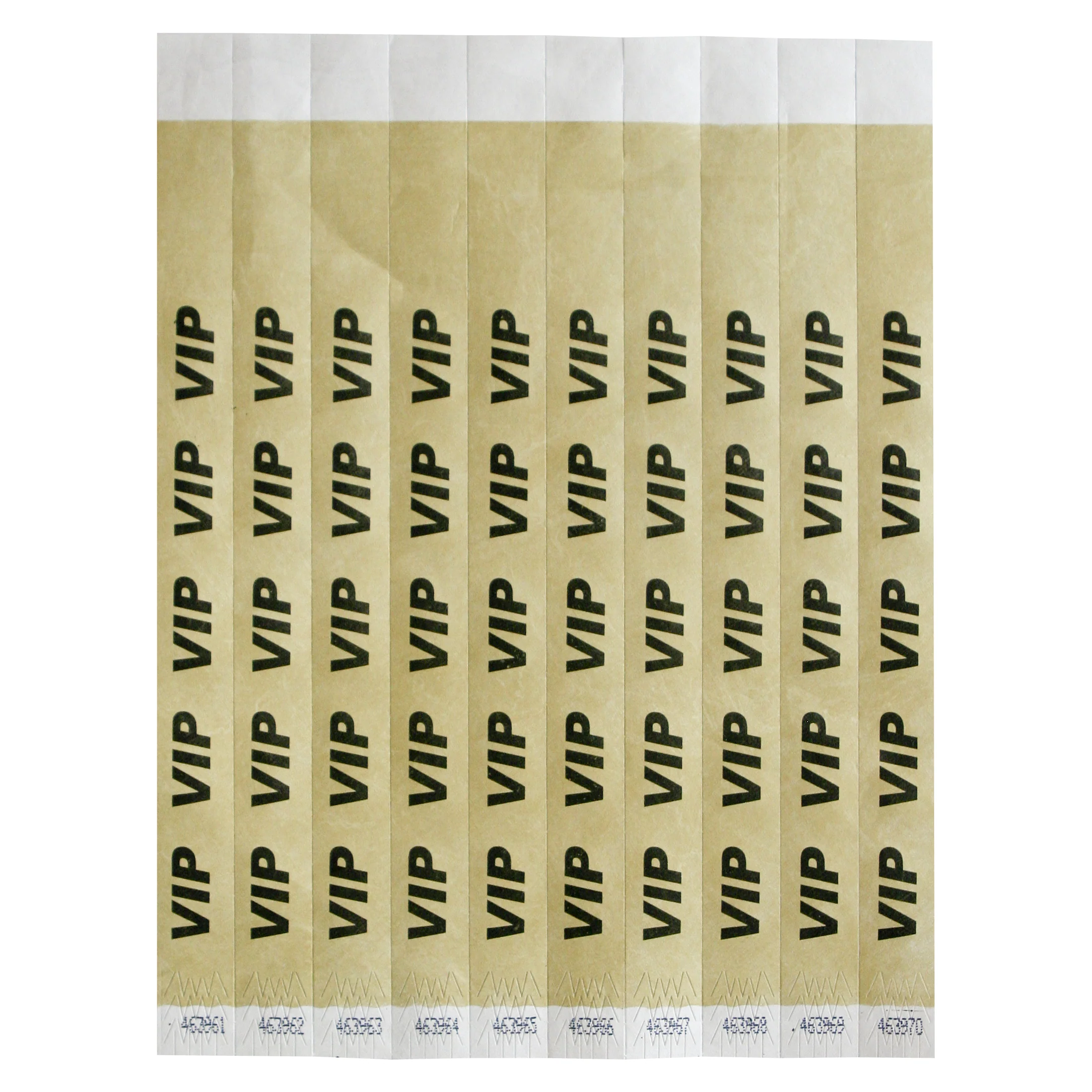 Winco WB-VIP Bar Maid Waterproof Tear-Free Wristbands - VIP (Gold/Black) (500 Pieces/Pack)