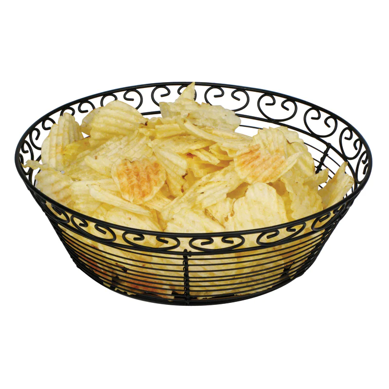 Winco WBKG-10R 10 Inch Diameter Round Basket Wire Construction Black - Image 2