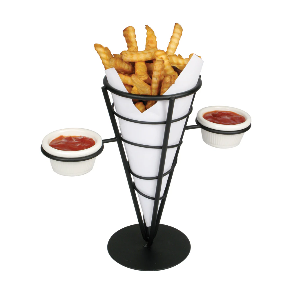 Winco WBKH-5 4-5/8 Inch Diameter Round French Fry Basket Wire Conical Black Metal - Image 3