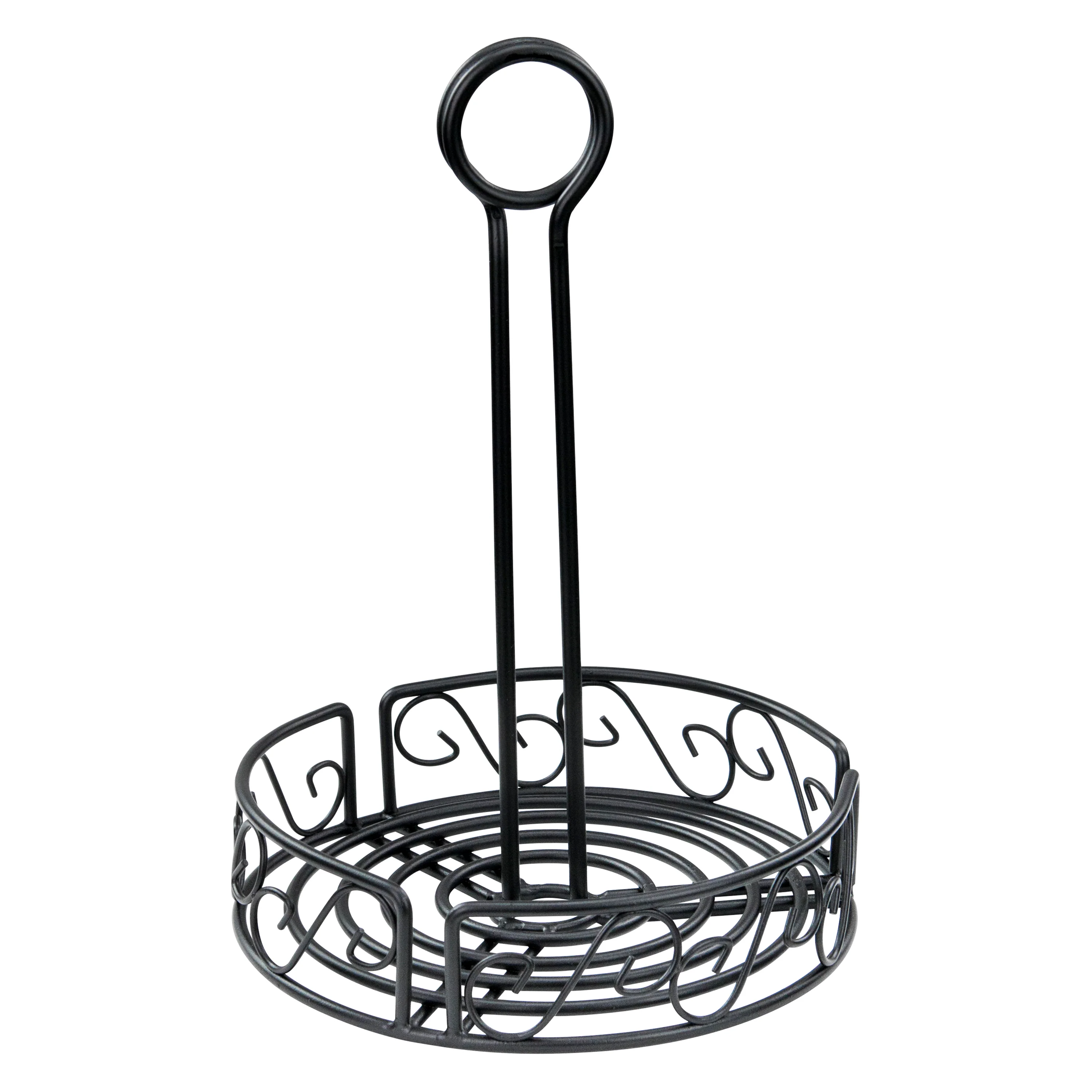 Winco WBKH-6R 6-1/4 Inch Diameter Black Wire Condiment Caddy - Image 3