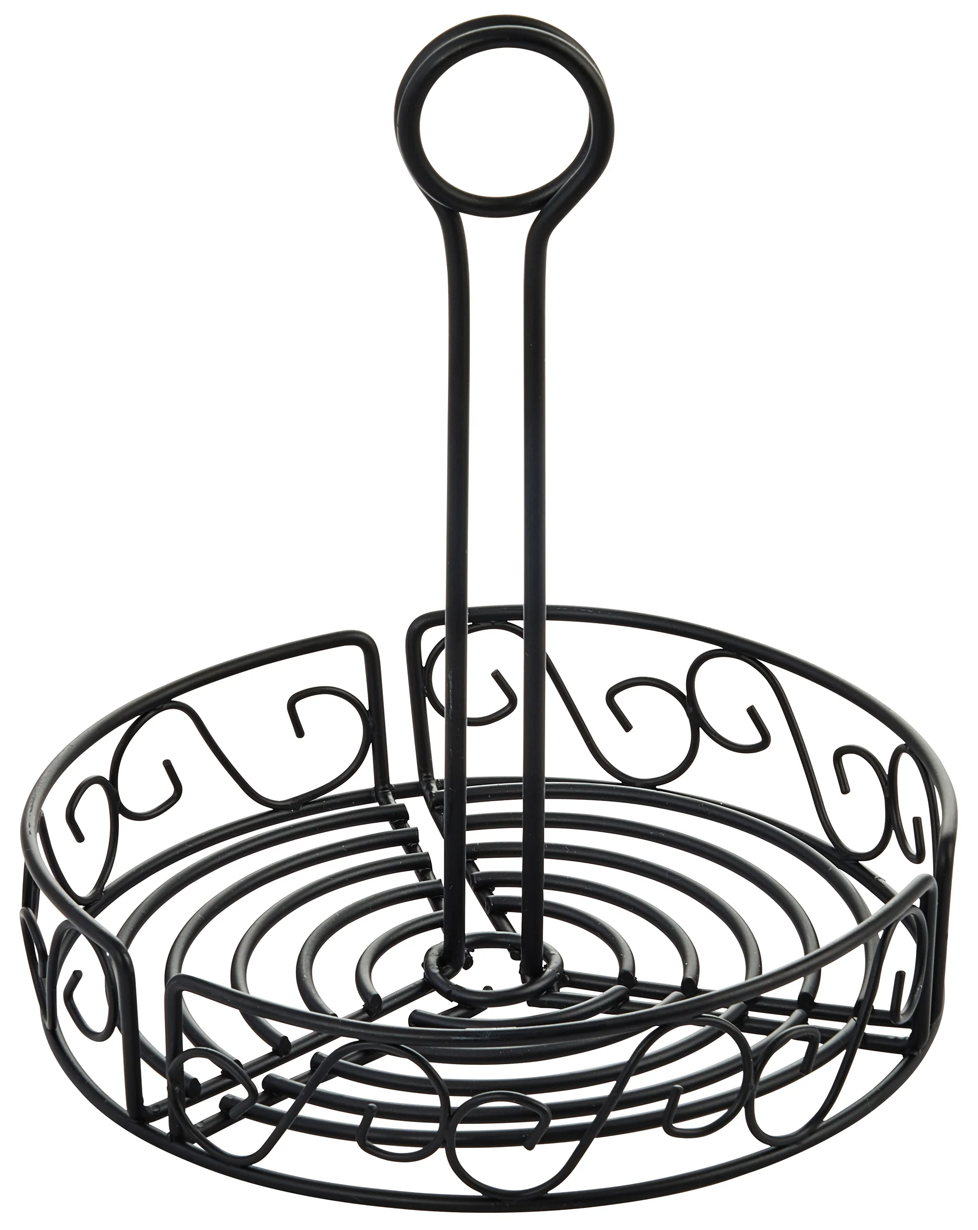 Winco WBKH-7R 7-1/2 Inch Diameter Round Condiment Caddy Wire Black