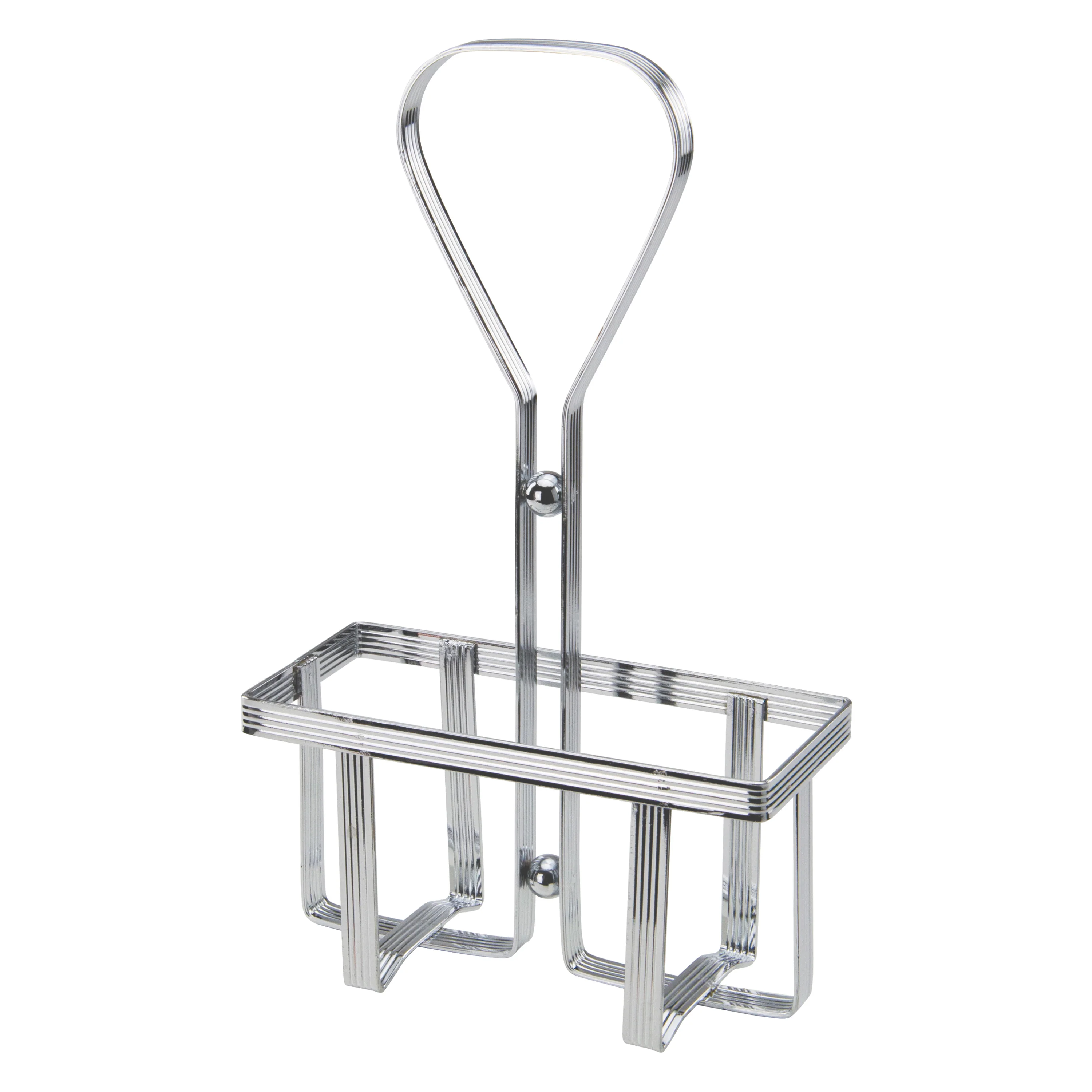 Winco WH-5 4.5 Inch Oil and Vinegar Cruet Rack Square Chrome Plated Metal - Image 2
