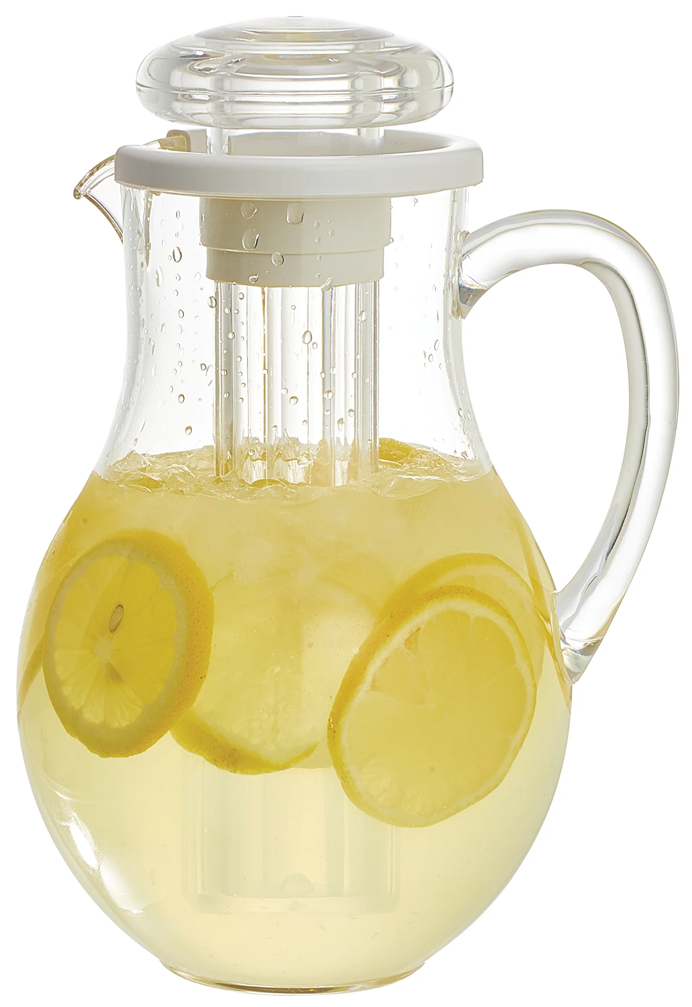 Winco WPIT-19 2 Quart Built-in Ice Core Water Pitcher Clear Polycarbonate with Handle - Image 2