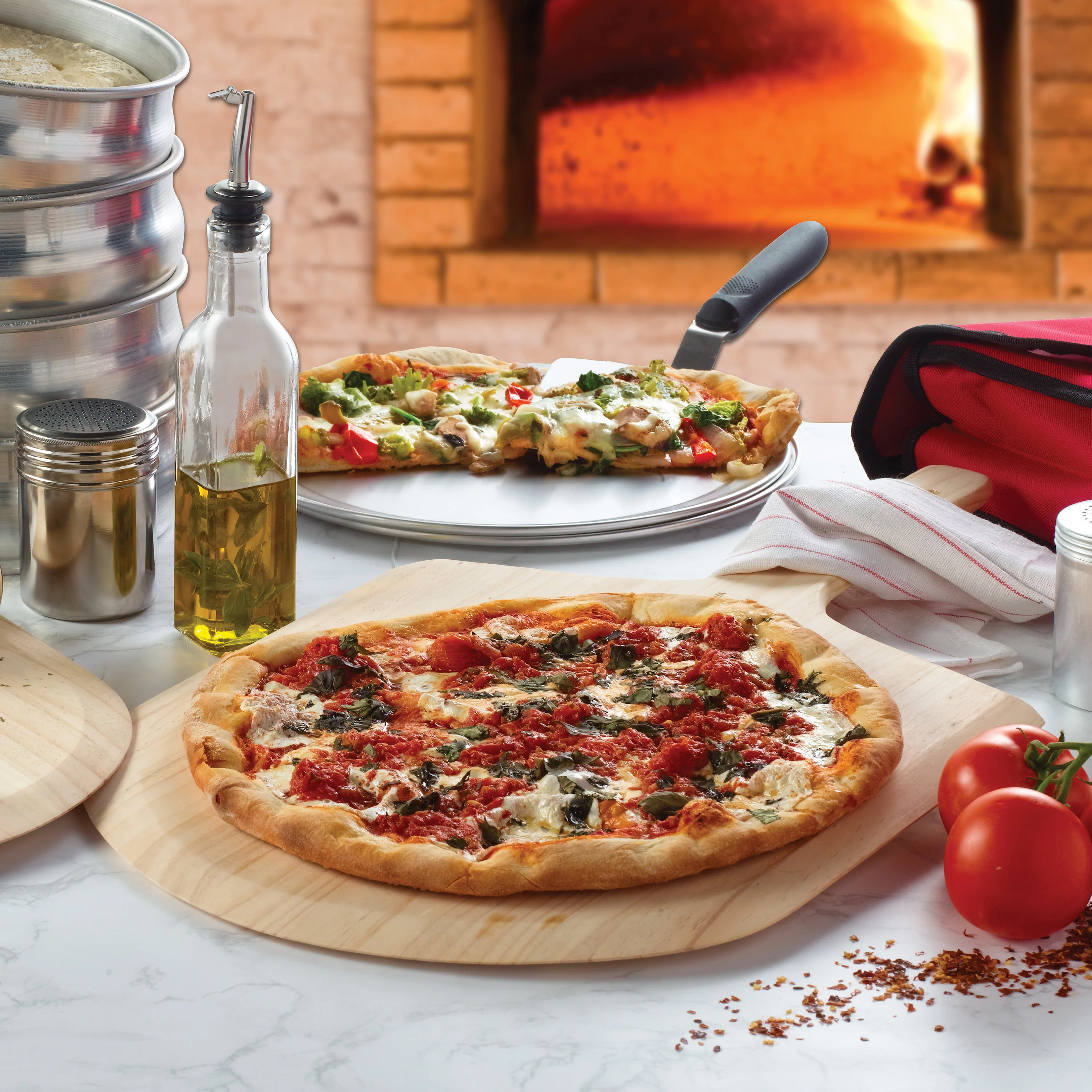 Winco WPP-2042 20 Inch Blade Wooden Pizza Peel with 42 Inch Handle - Image 2