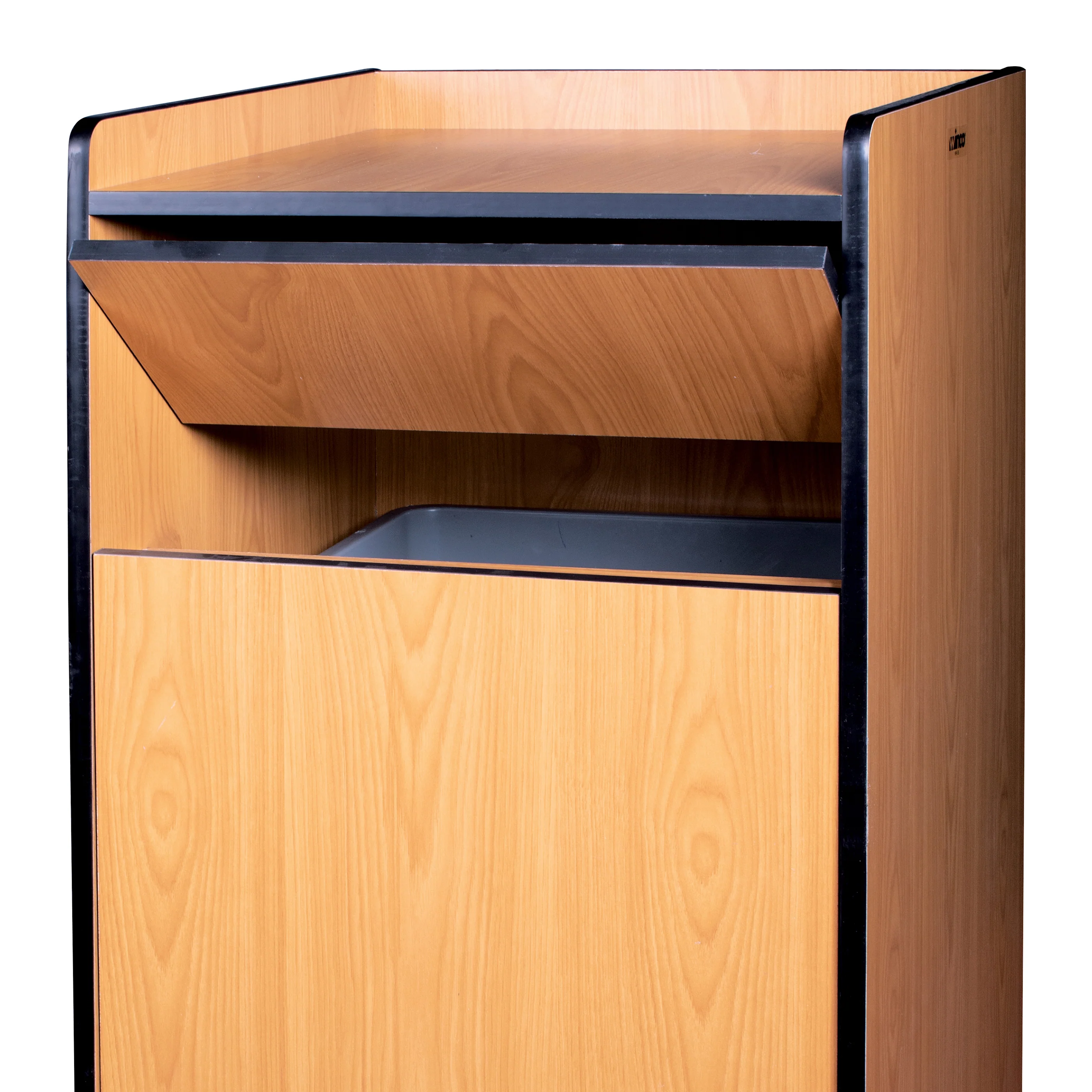 Winco WR-35 23-3/4 Inch Wood Waste Receptacle with Tray Top - Image 2