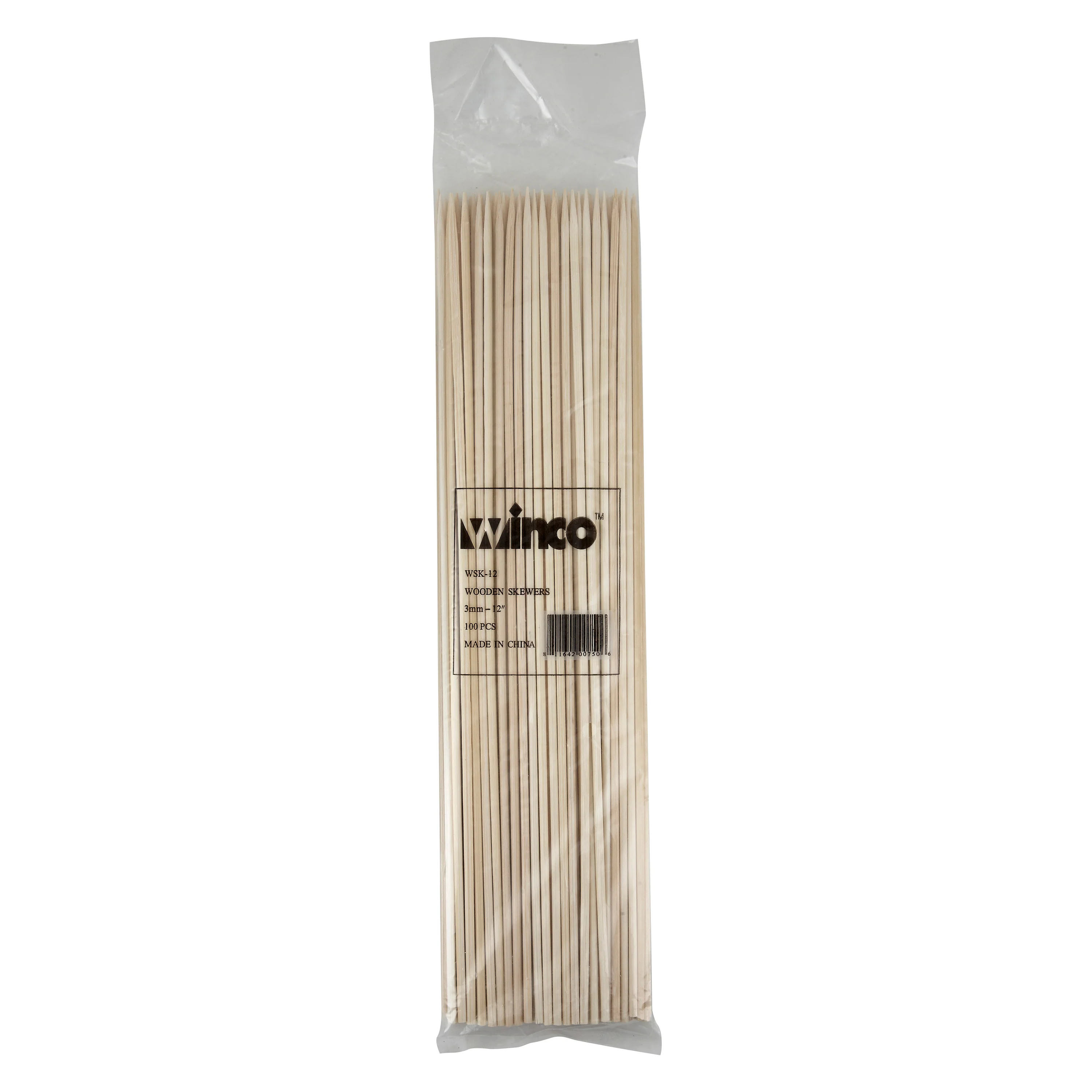 Winco WSK-12 12 Inch Bamboo Skewers Bulk Pack 100 Pieces - Image 2