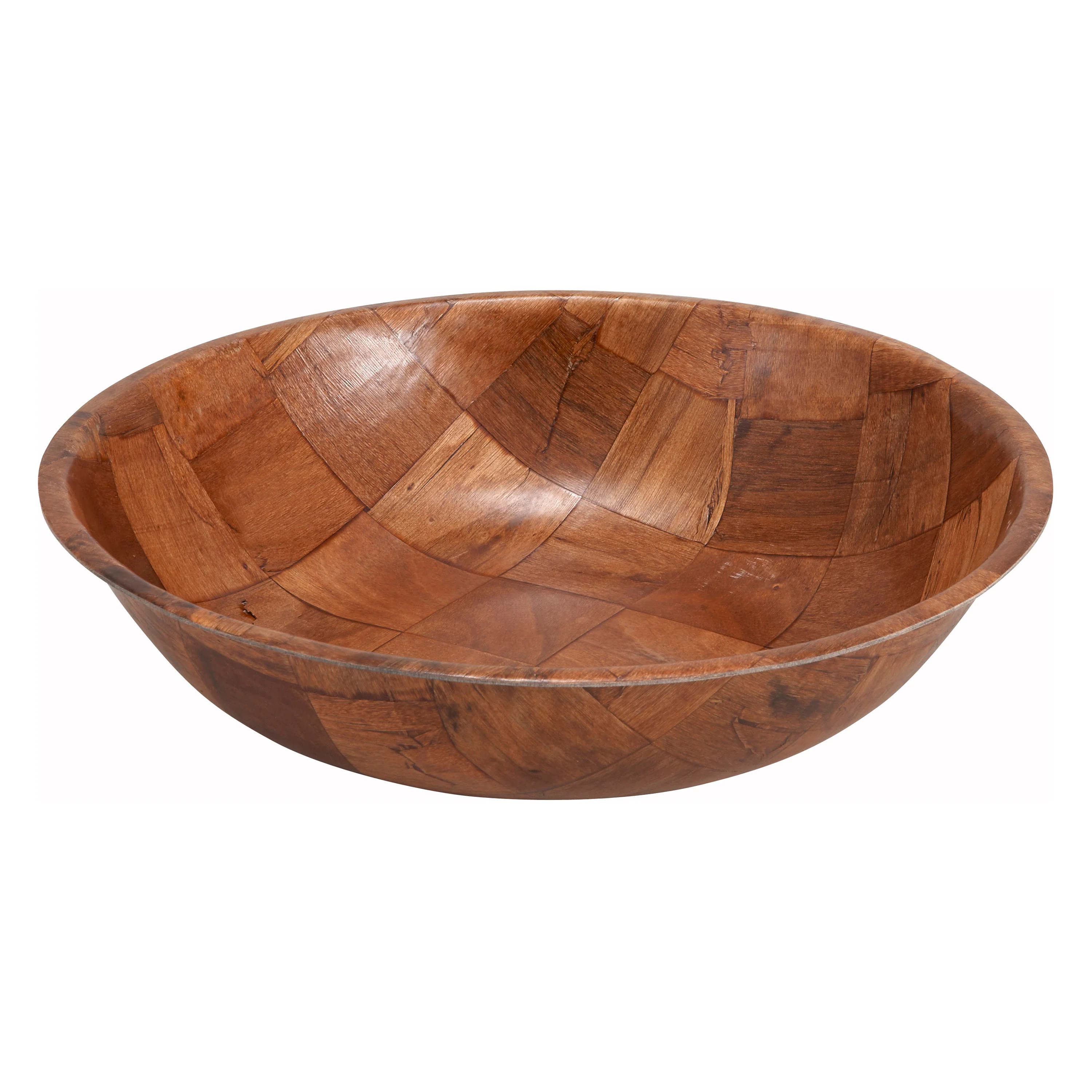 Winco WWB-6 6 Inch Diameter Round Salad Bowl Woven Wood Hand Wash