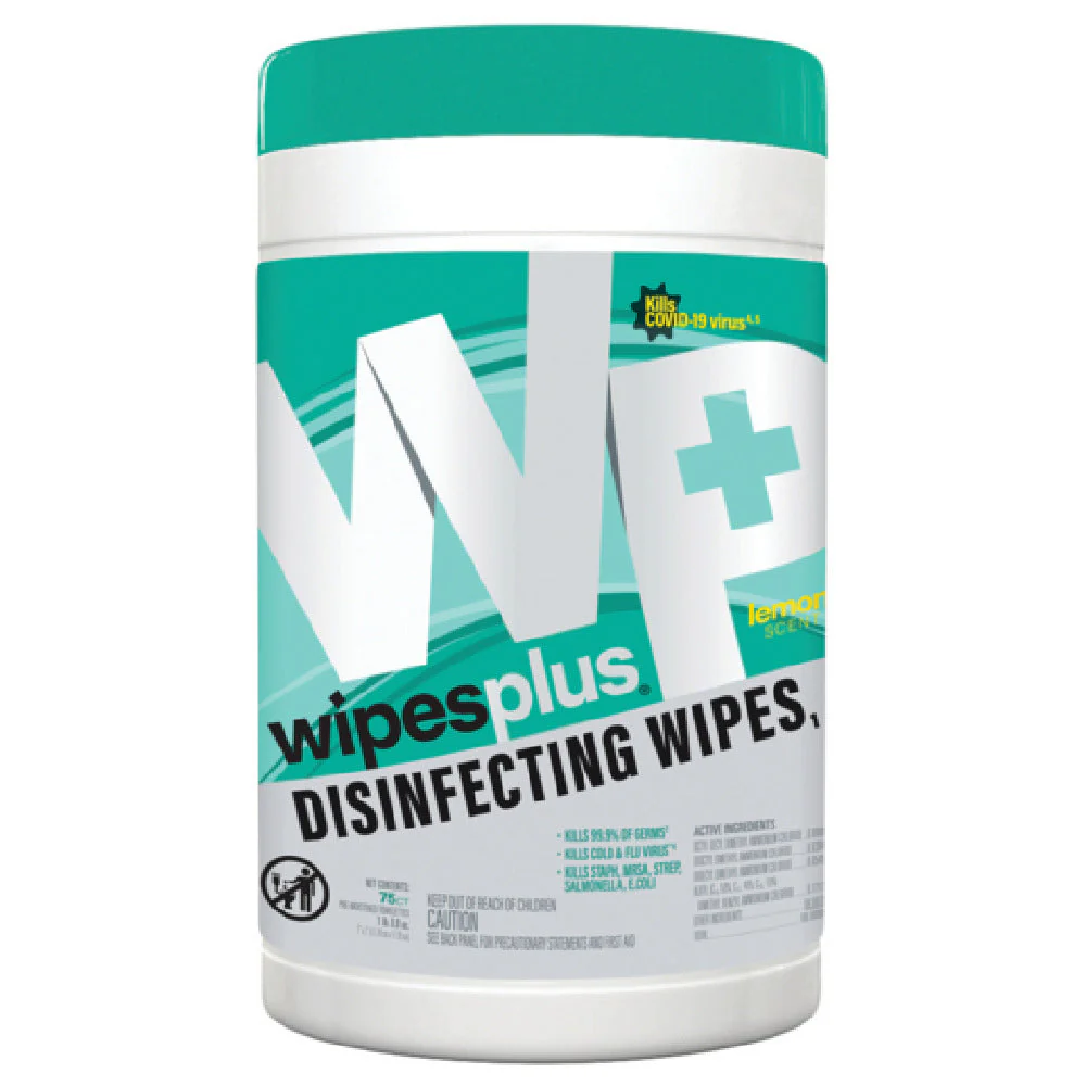 Carlisle 33711 WipesPlus 75 Count Disinfecting Surface Wipes White